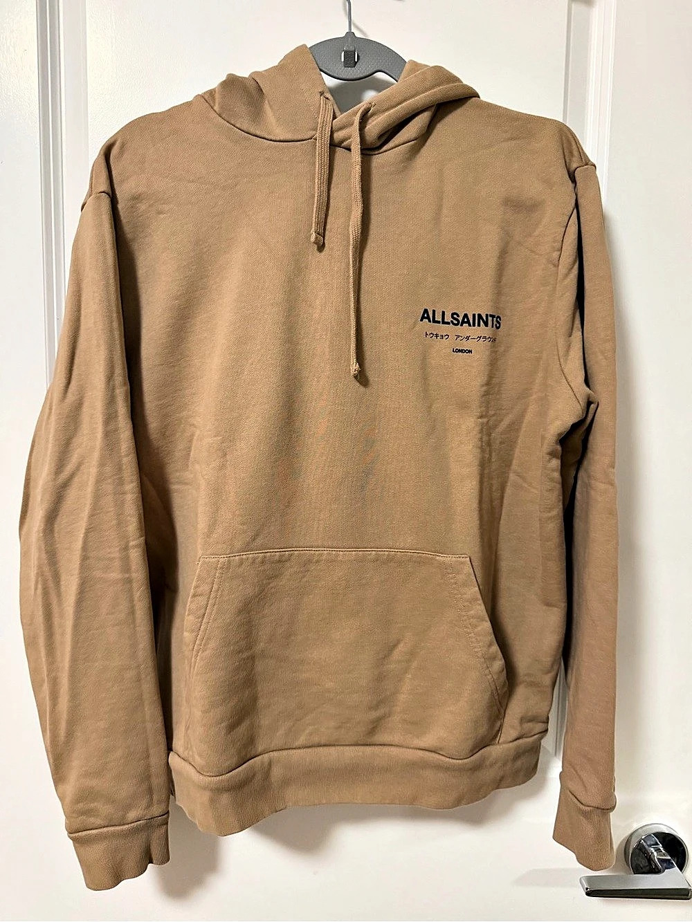 AllSaints Underground Logo Graphic Hoodie Brown
